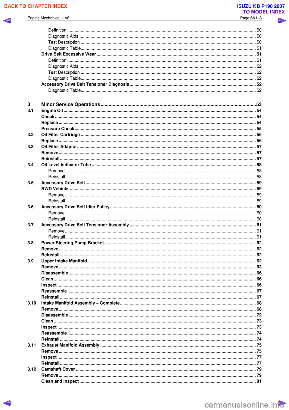 ISUZU KB P190 2007  Workshop Owners Manual Engine Mechanical – V6 Page 6A1–3 
 
Definition ....................................................................................................................................................