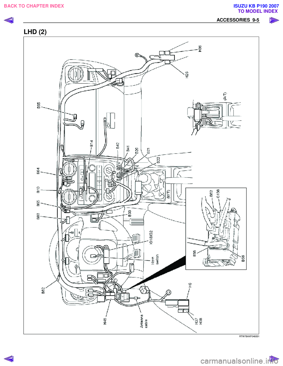 ISUZU KB P190 2007  Workshop Repair Manual ACCESSORIES  9-5 
 
LHD (2) 
   
 
 
 
 
 
 RTW 78AXF046001 
 
BACK TO CHAPTER INDEX
TO MODEL INDEXISUZU KB P190 2007 