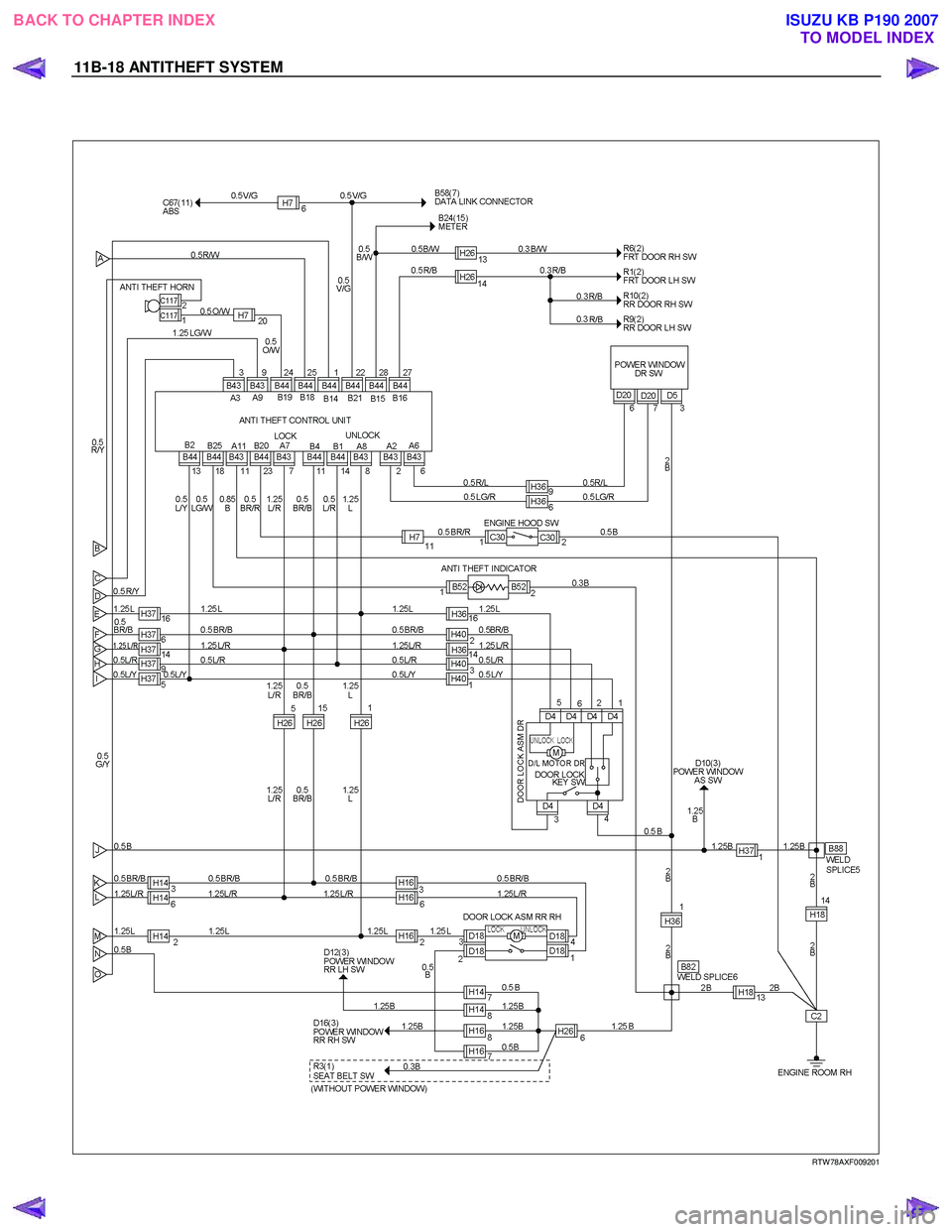 ISUZU KB P190 2007  Workshop Repair Manual 11B-18 ANTITHEFT SYSTEM 
 
   
 
 
 
 
 
 
RTW 78AXF009201 
 
BACK TO CHAPTER INDEX TO MODEL INDEX
ISUZU KB P190 2007 