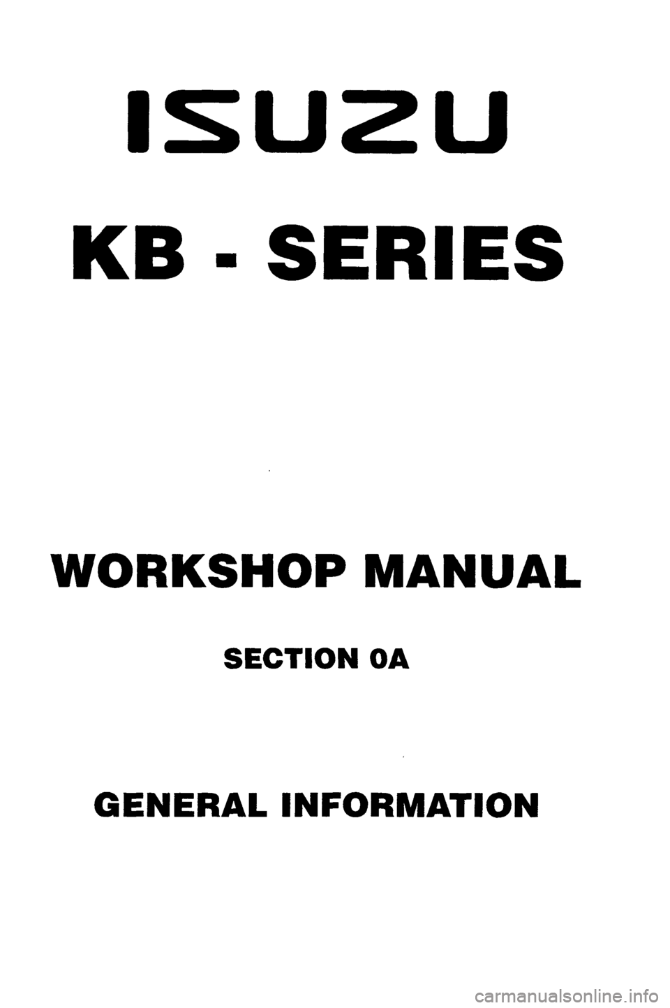 ISUZU DB SERIES 1993  Workshop Manual 
