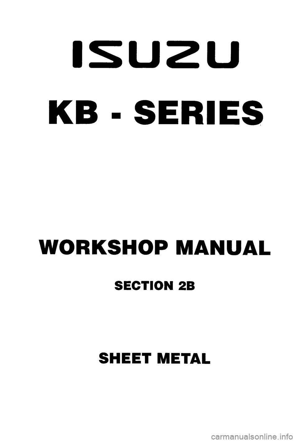 ISUZU TF SERIES 1993  Workshop Manual 