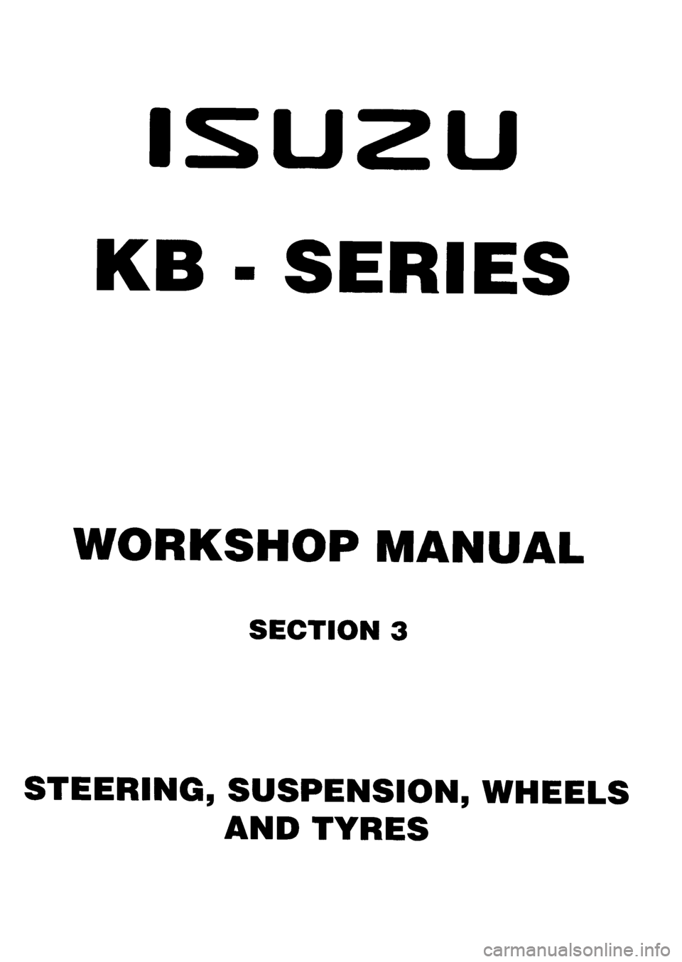 ISUZU TF SERIES 1993  Workshop Manual 