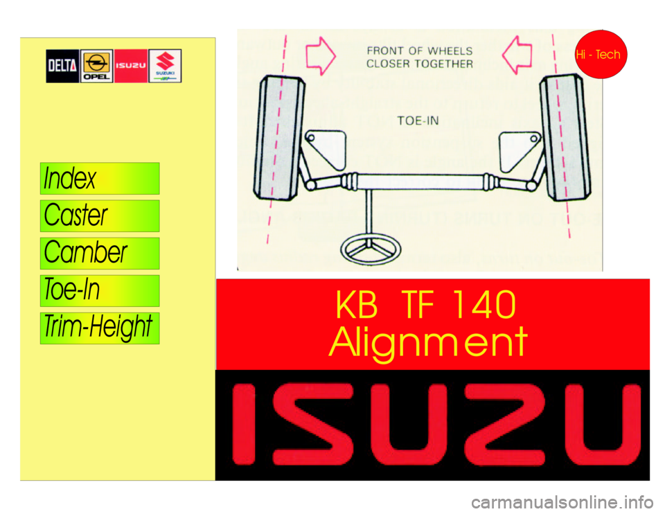 ISUZU TF SERIES 1993  Workshop Manual AlignmentKBTF140 