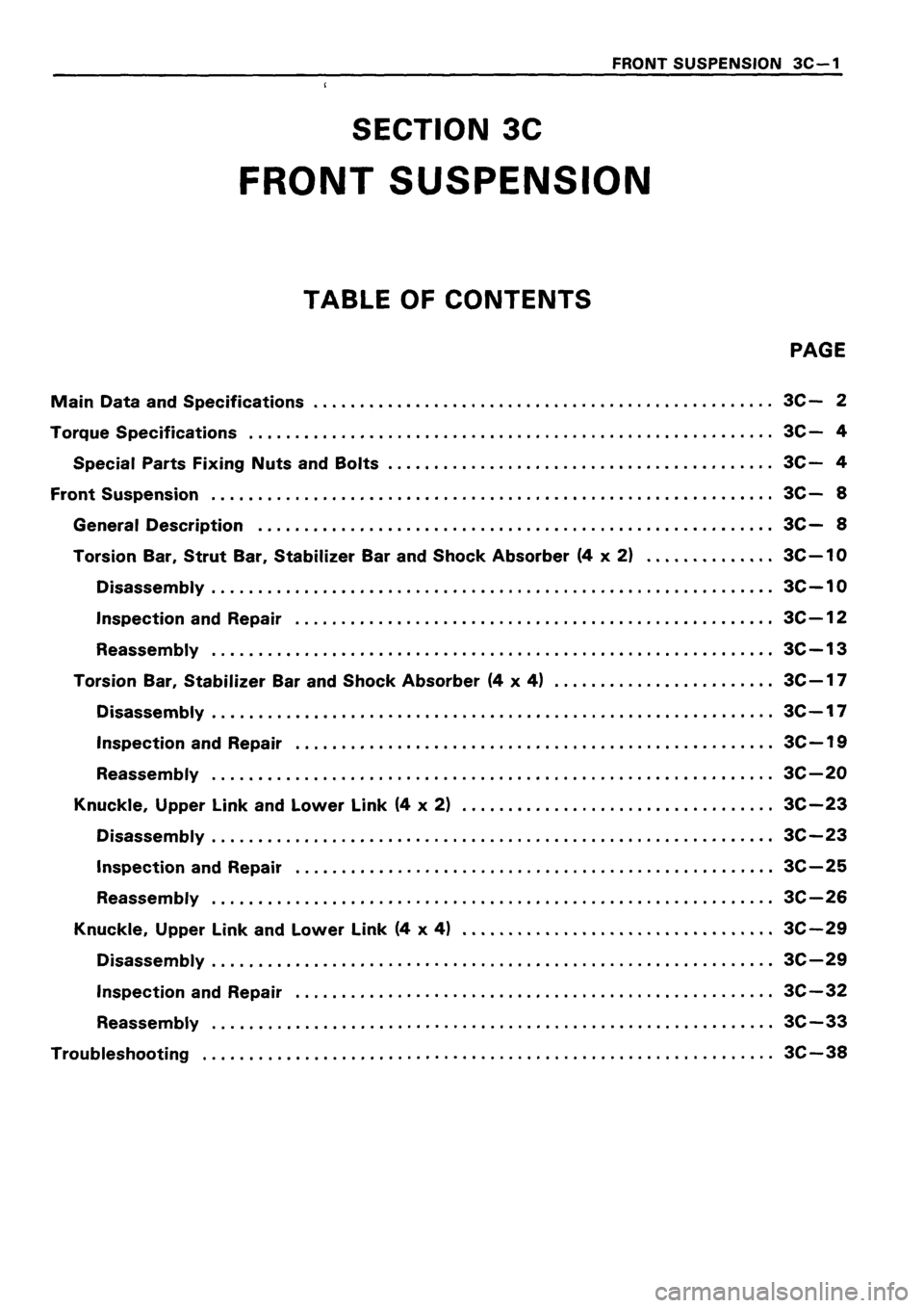 ISUZU TF SERIES 1993  Workshop Manual 
