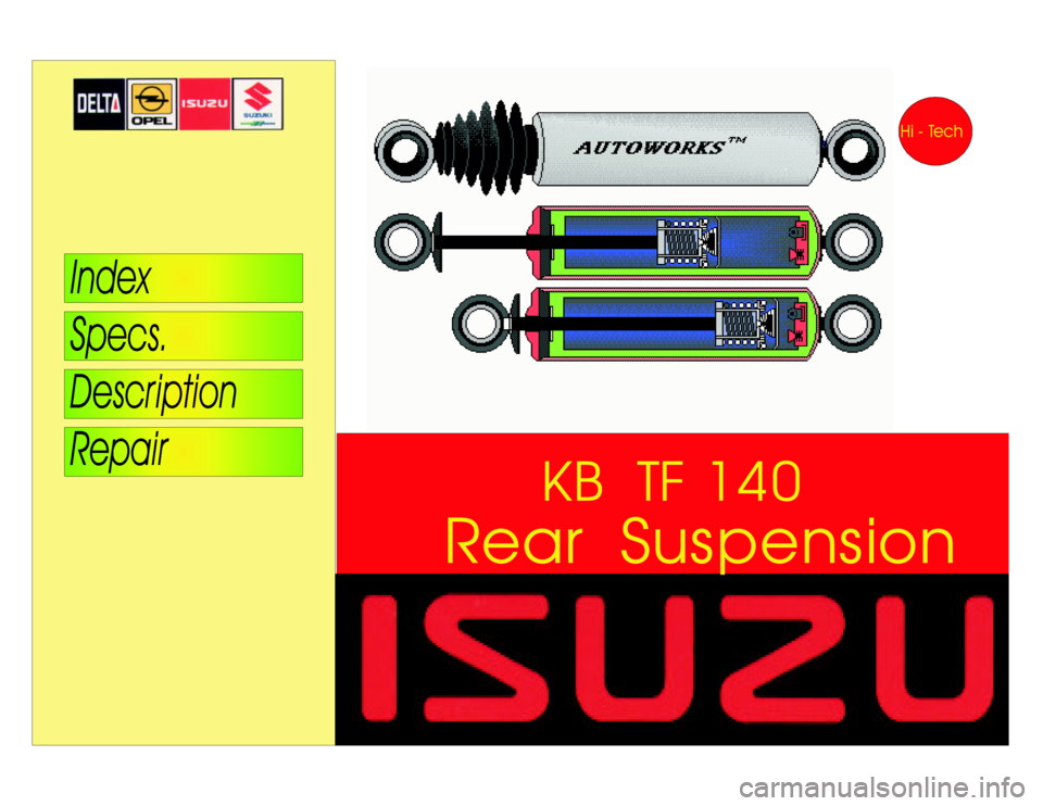 ISUZU TF SERIES 1993 Workshop Manual RearSuspensionKBTF140 ISUZU TF SERIES 1993 Workshop Manual RearSuspensionKBTF140