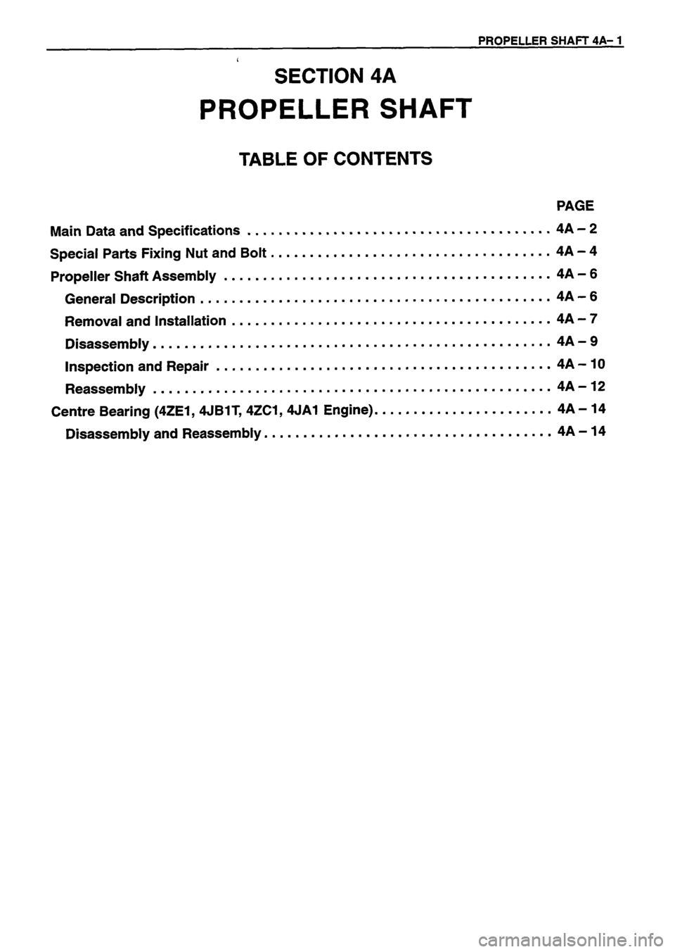 ISUZU TF SERIES 1993  Workshop Manual 