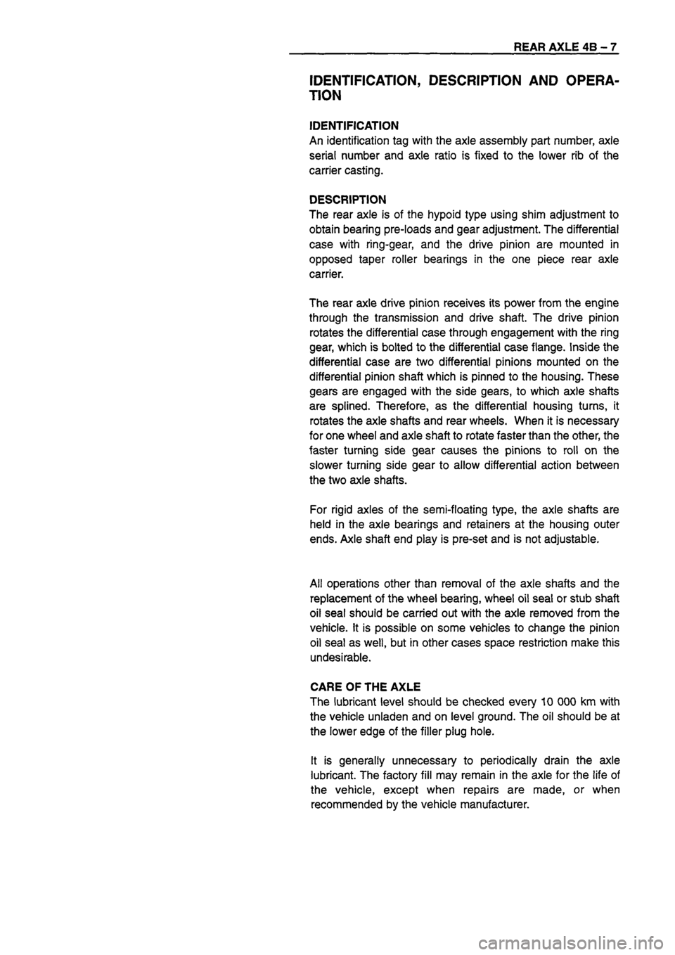 ISUZU TF SERIES 1993  Workshop Manual 