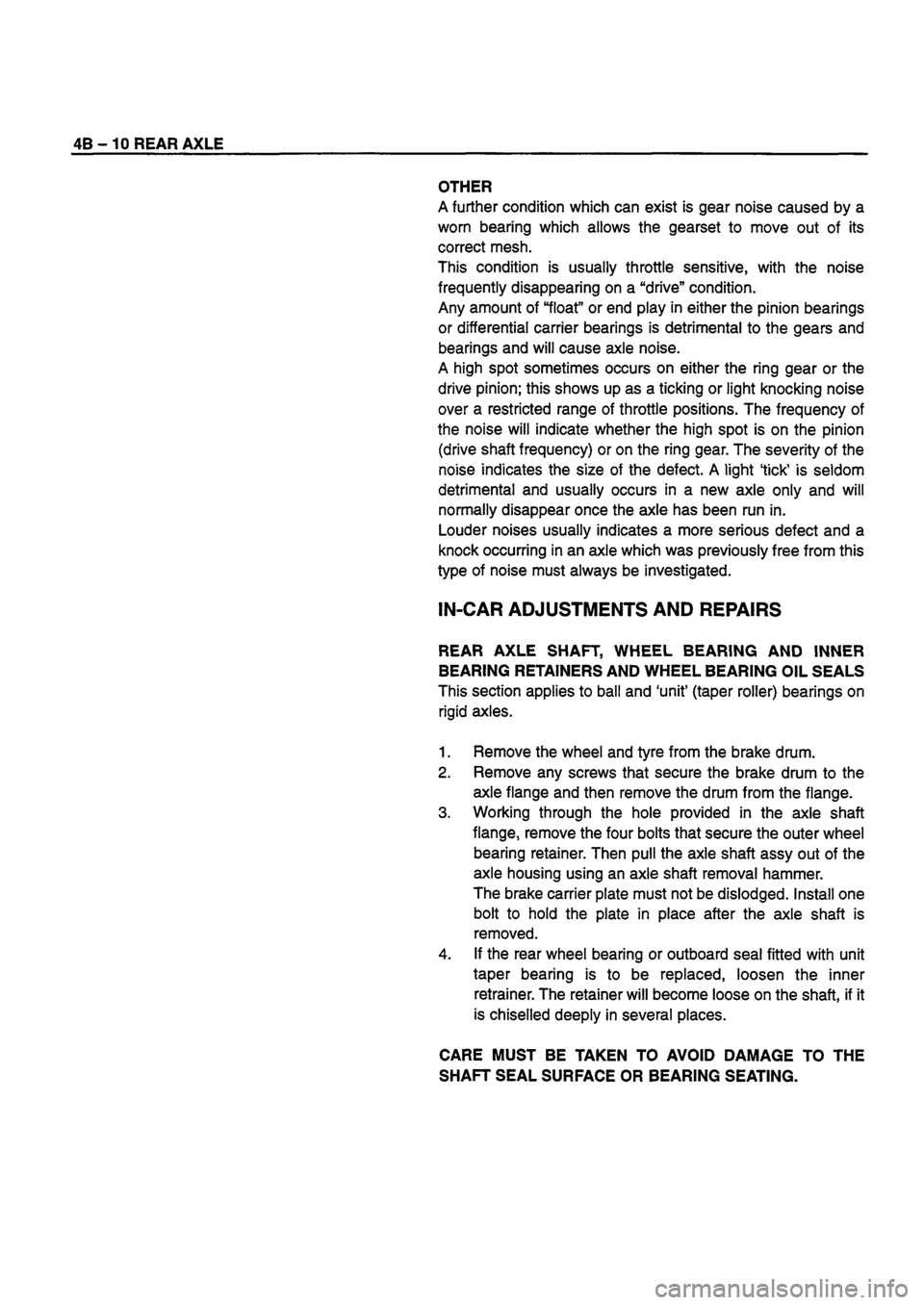 ISUZU TF SERIES 1993  Workshop Manual 