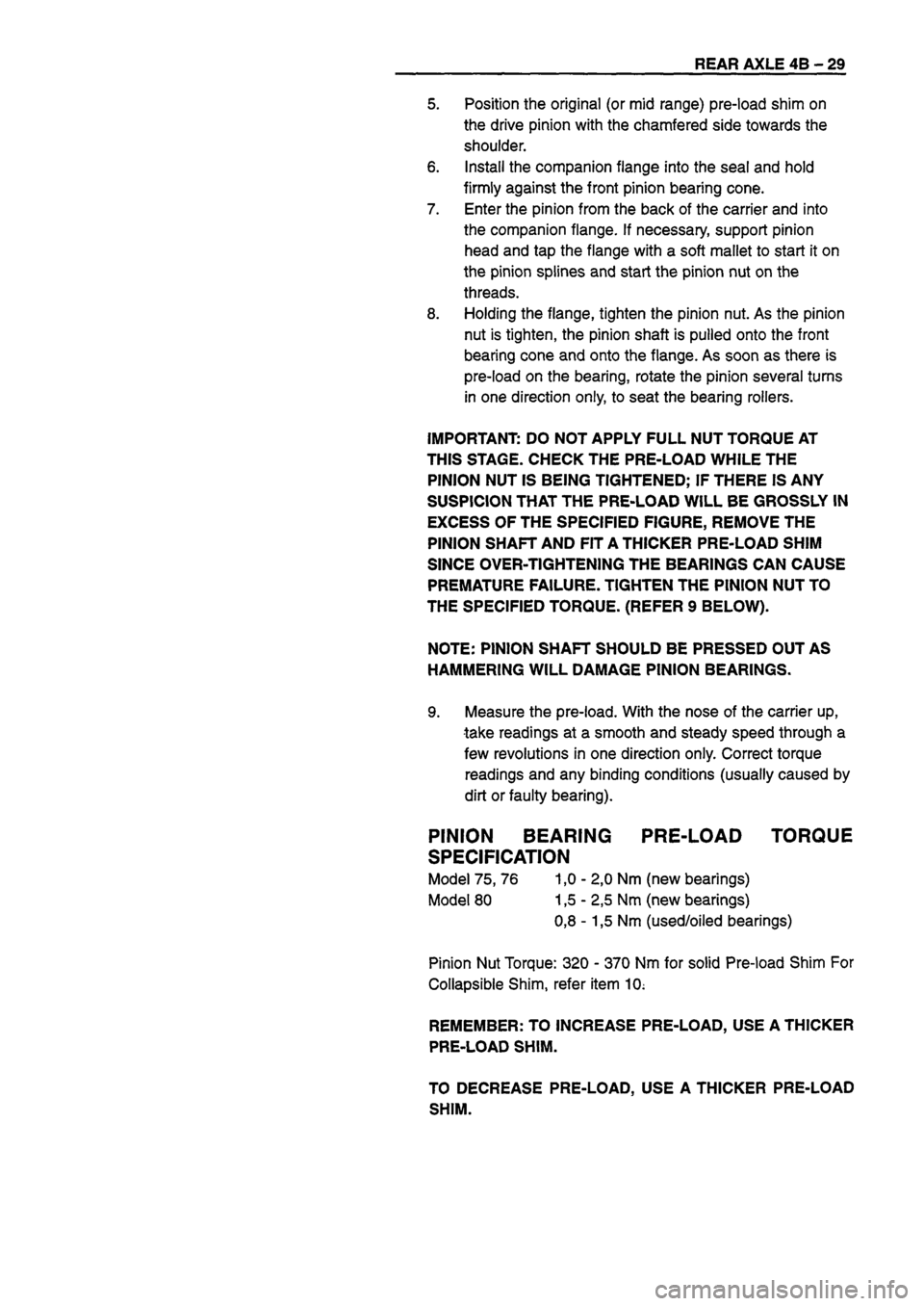 ISUZU TF SERIES 1993  Workshop Manual 