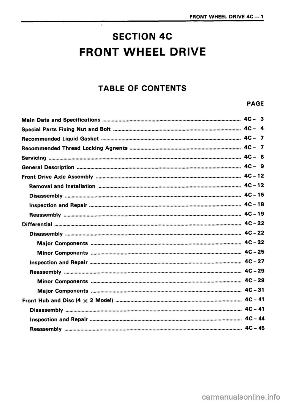 ISUZU TF SERIES 1993  Workshop Manual 
