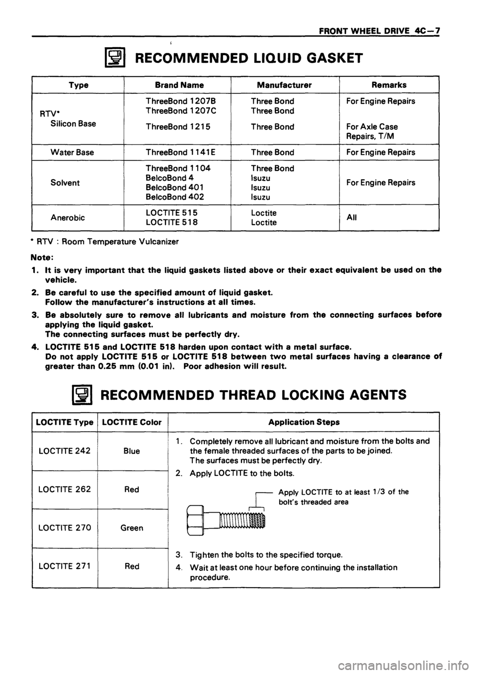 ISUZU TF SERIES 1993  Workshop Manual 