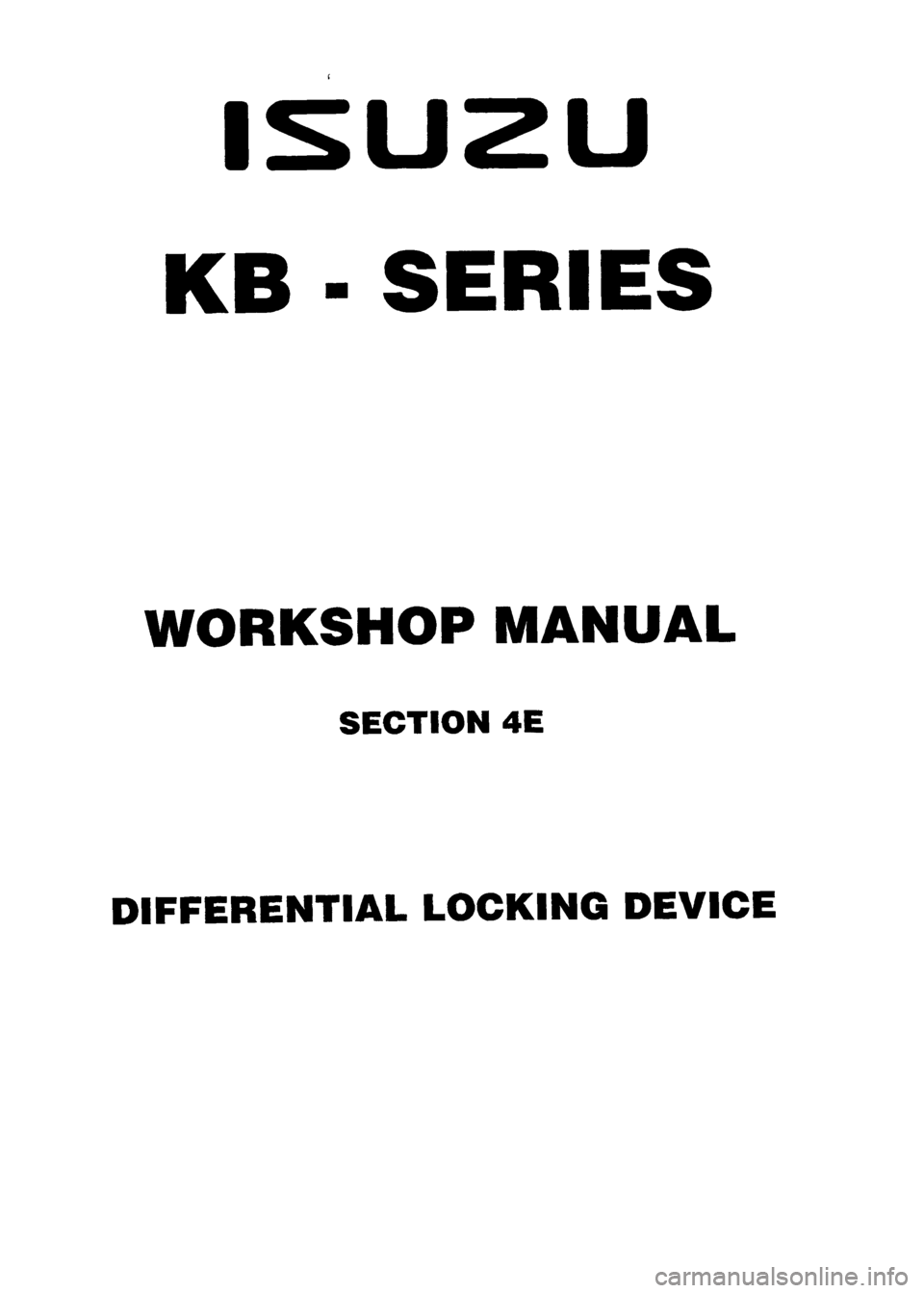 ISUZU TF SERIES 1993  Workshop Manual 