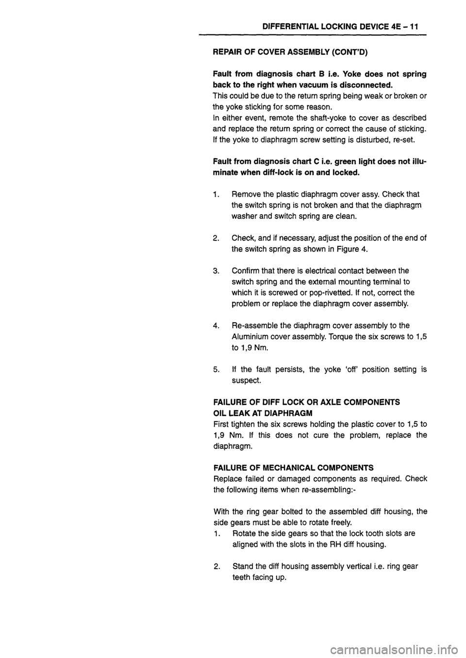 ISUZU TF SERIES 1993  Workshop Manual 