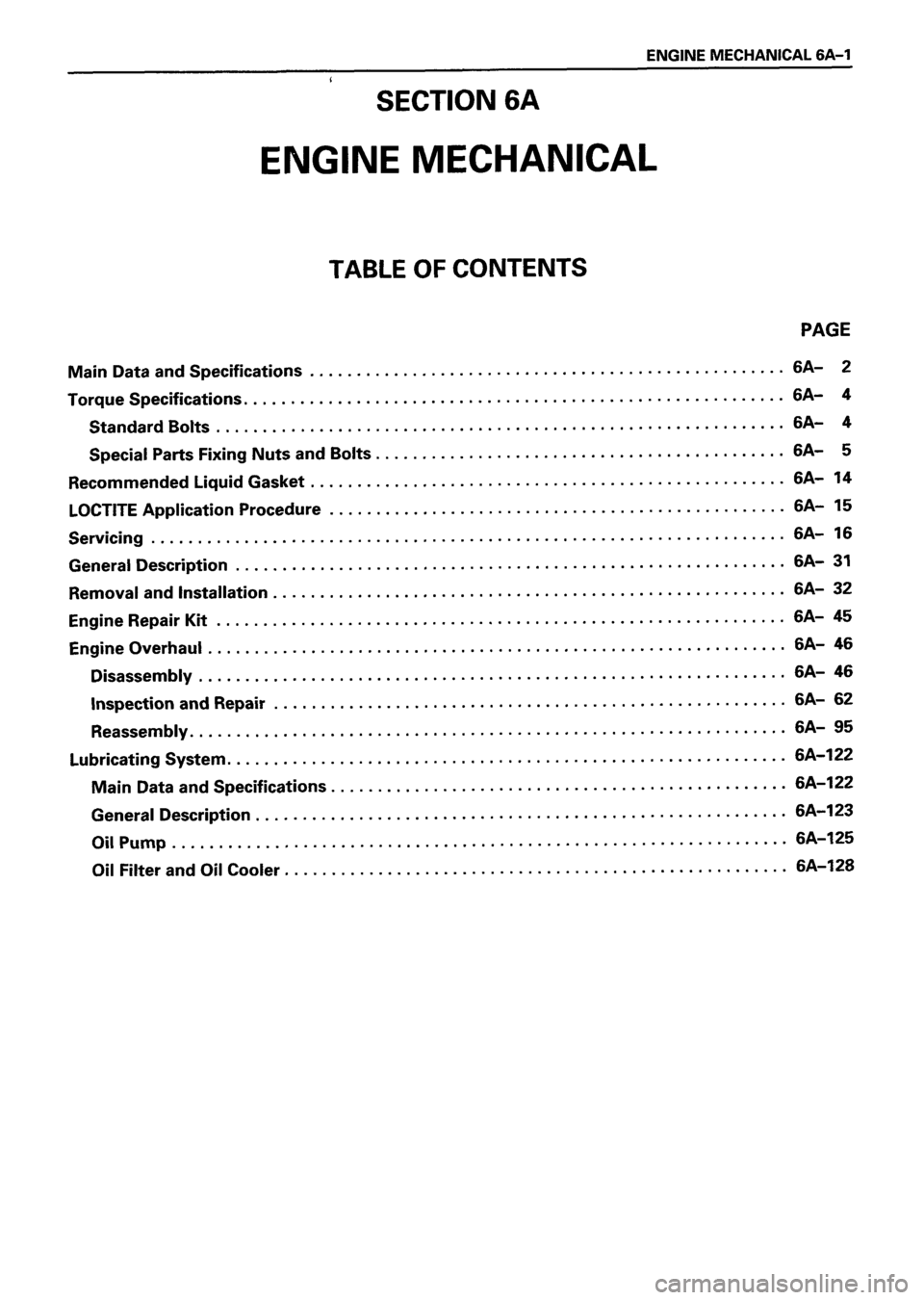 ISUZU TF SERIES 1993  Workshop Manual 