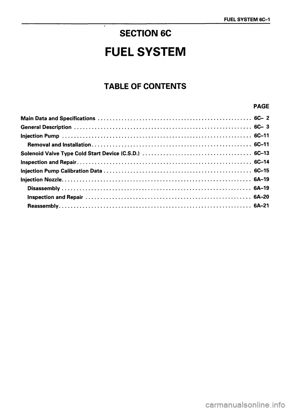 ISUZU TF SERIES 1993  Workshop Manual 