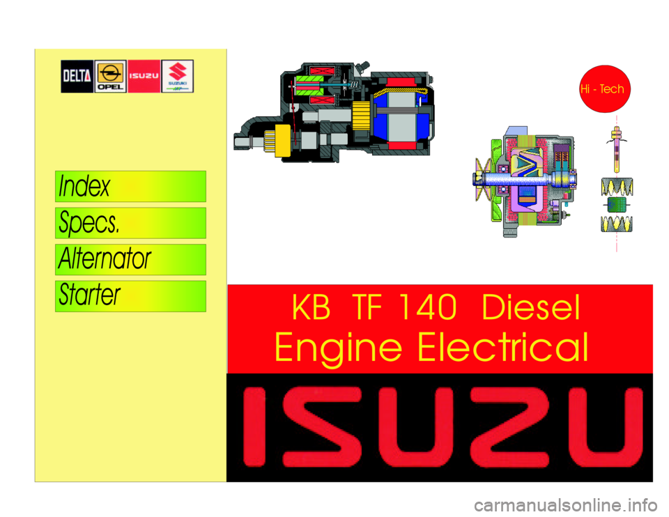 ISUZU TF SERIES 1993 Workshop Manual EngineElectricalKBTF140Diesel ISUZU TF SERIES 1993 Workshop Manual EngineElectricalKBTF140Diesel