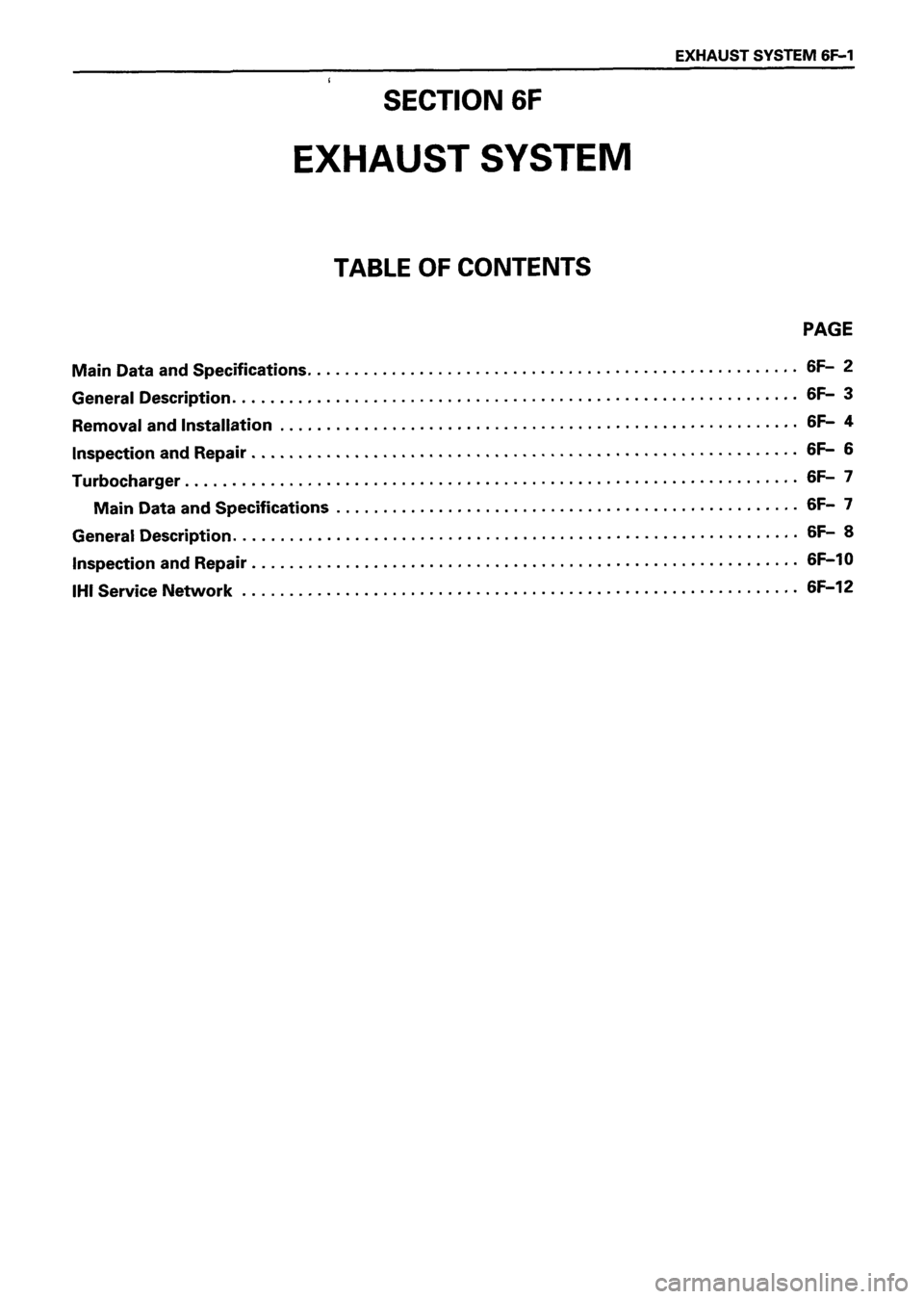 ISUZU TF SERIES 1993  Workshop Manual 