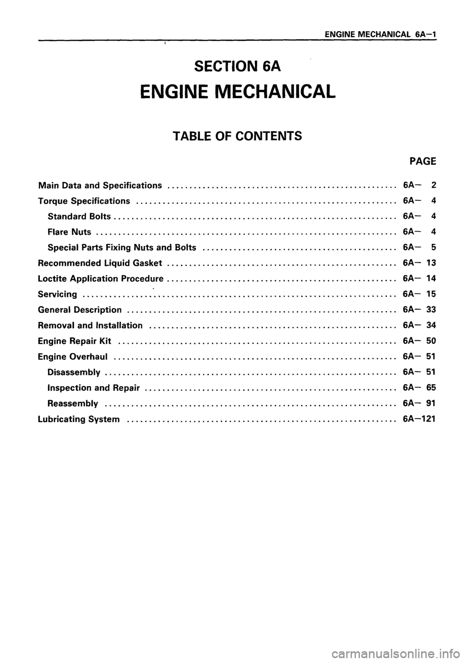 ISUZU TF SERIES 1993 Workshop Manual ISUZU TF SERIES 1993 Workshop Manual