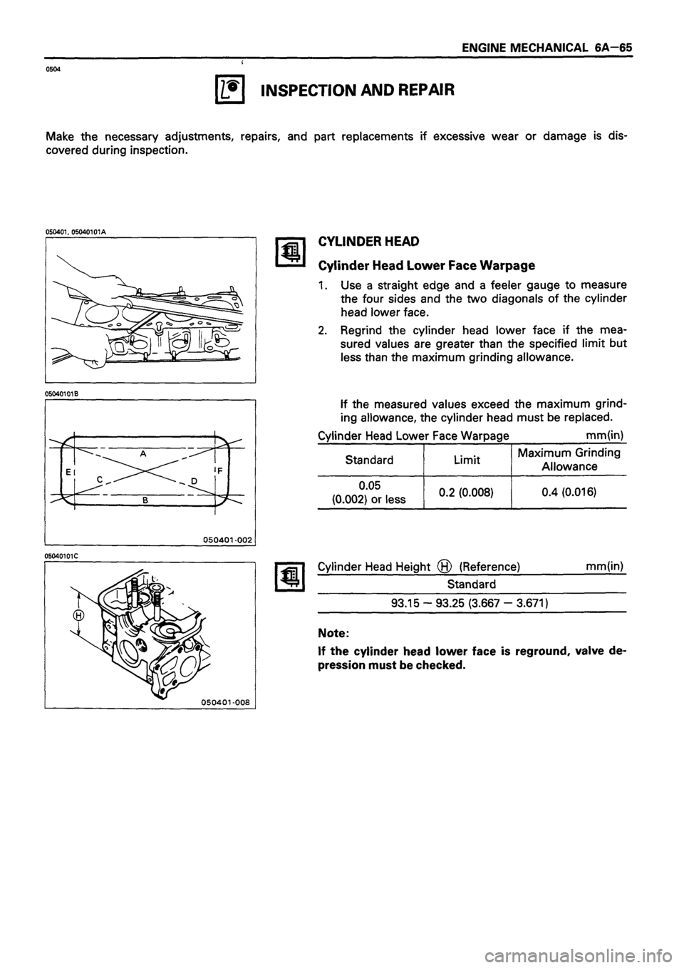 ISUZU TF SERIES 1993  Workshop Manual 