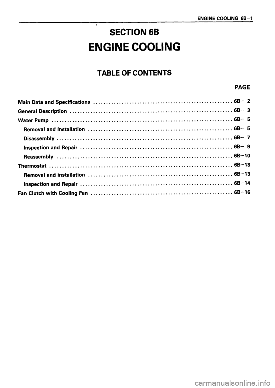 ISUZU TF SERIES 1993  Workshop Manual 