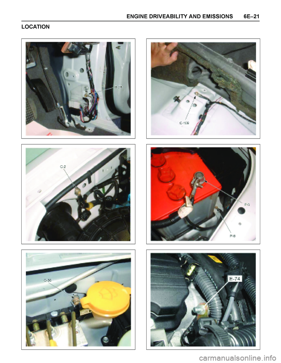 ISUZU TF SERIES 2004  Workshop Manual ENGINE DRIVEABILITY AND EMISSIONS 6E–21
LOCATION 
