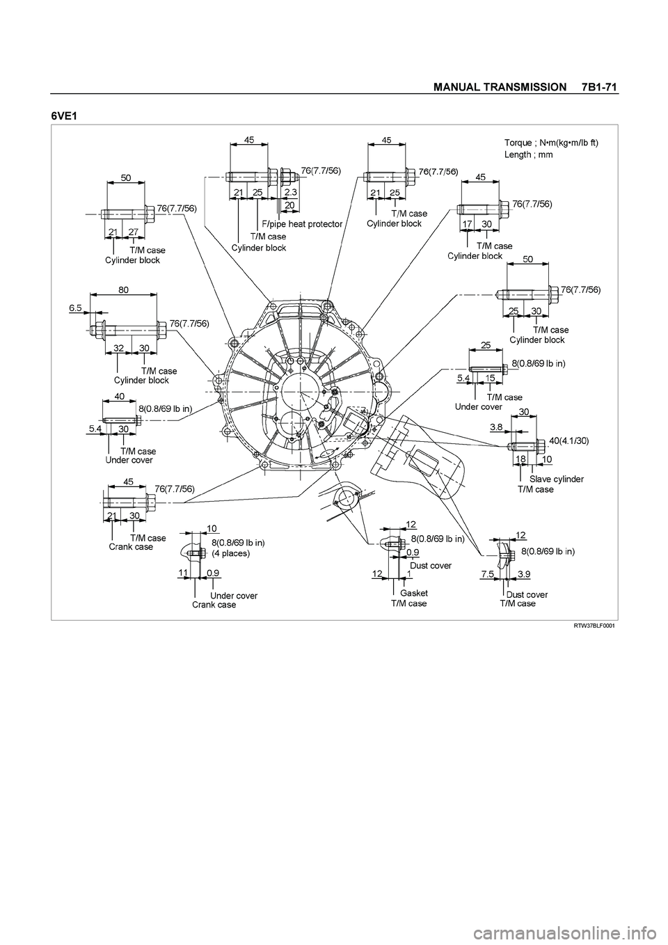 ISUZU TF SERIES 2004  Workshop Manual MANUAL TRANSMISSION     7B1-71
 
6VE1 
 RTW37BLF0001 
 
  
