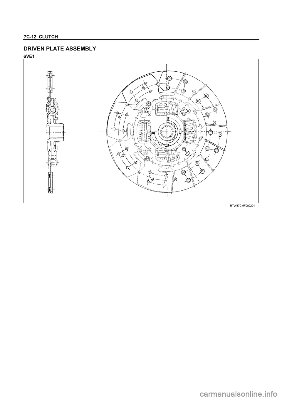 ISUZU TF SERIES 2004  Workshop Manual 7C-12  CLUTCH 
DRIVEN PLATE ASSEMBLY 
6VE1 
 RTW37CMF000201 
  
