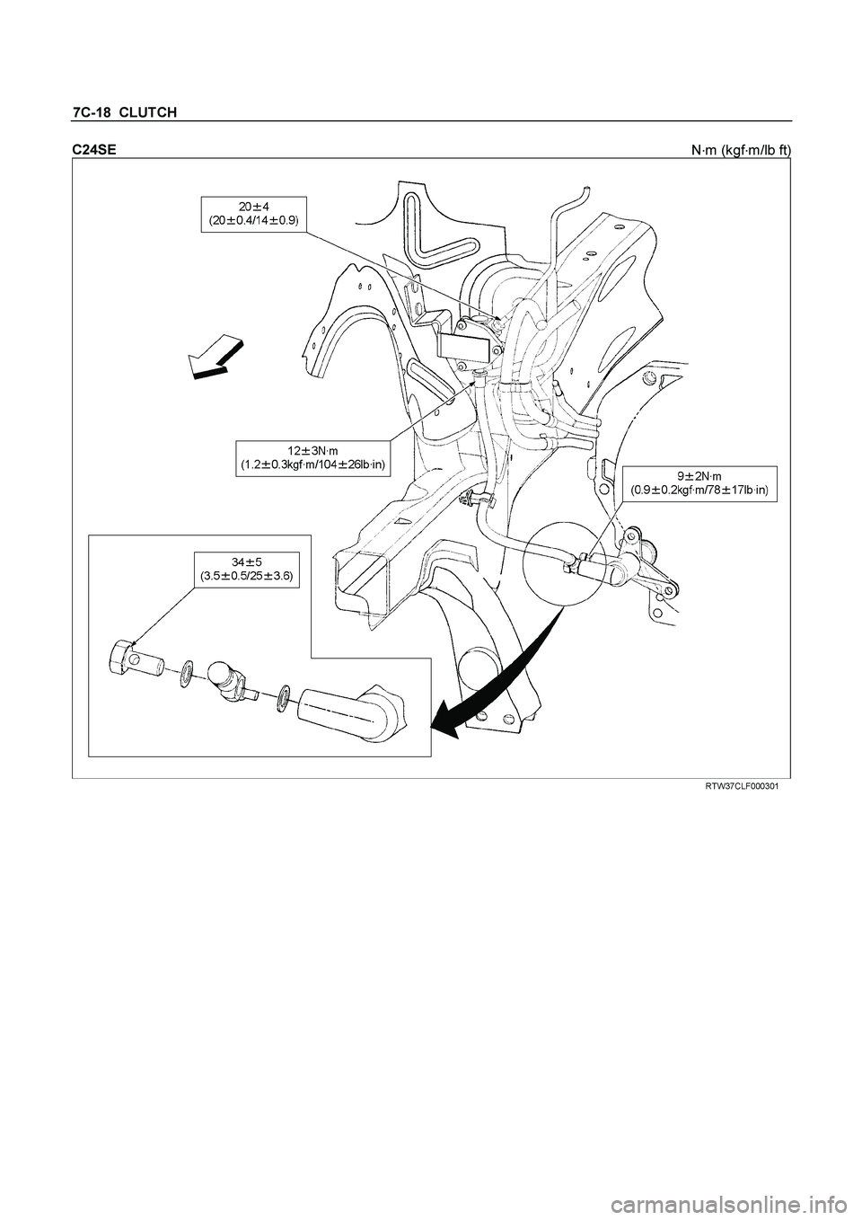 ISUZU TF SERIES 2004  Workshop Manual 7C-18  CLUTCH 
C24SE 
N
m (kgf
m/lb ft) 
 RTW37CLF000301 
  