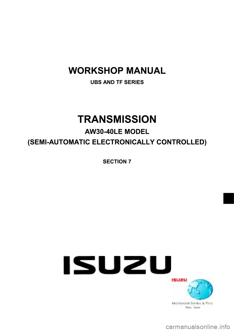 ISUZU TFR SERIES 1997  Workshop Manual 