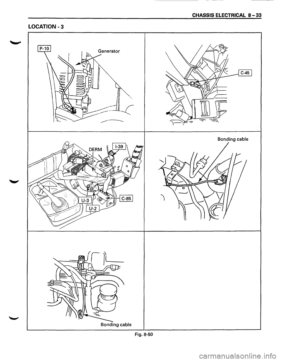 ISUZU TROOPER 1995  Workshop Manual CHASSIS ELECTRICAL 8-33 
LOCATION-3 
Bonding cable 
Bonding  cable 
Fig. 8-50  