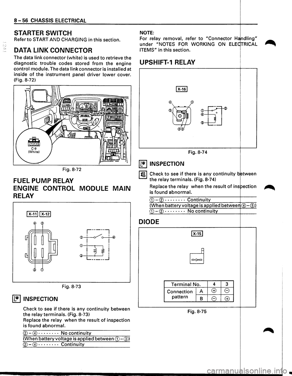 ISUZU TROOPER 1995 Owners Guide 8-56 CHASSIS ElECTRICAl
STARTER SWITCH NOTE:
Refer
to START AND CHARGING in this section. For relay
removal, refer to "Connector H ndling" ~
under "NOTES FOR WORKING ON ELE TRICAL .,......... ISUZU TROOPER 1995 Owners Guide 8-56 CHASSIS ElECTRICAl
STARTER SWITCH NOTE:
Refer
to START AND CHARGING in this section. For relay
removal, refer to "Connector H ndling" ~
under "NOTES FOR WORKING ON ELE TRICAL .,.........