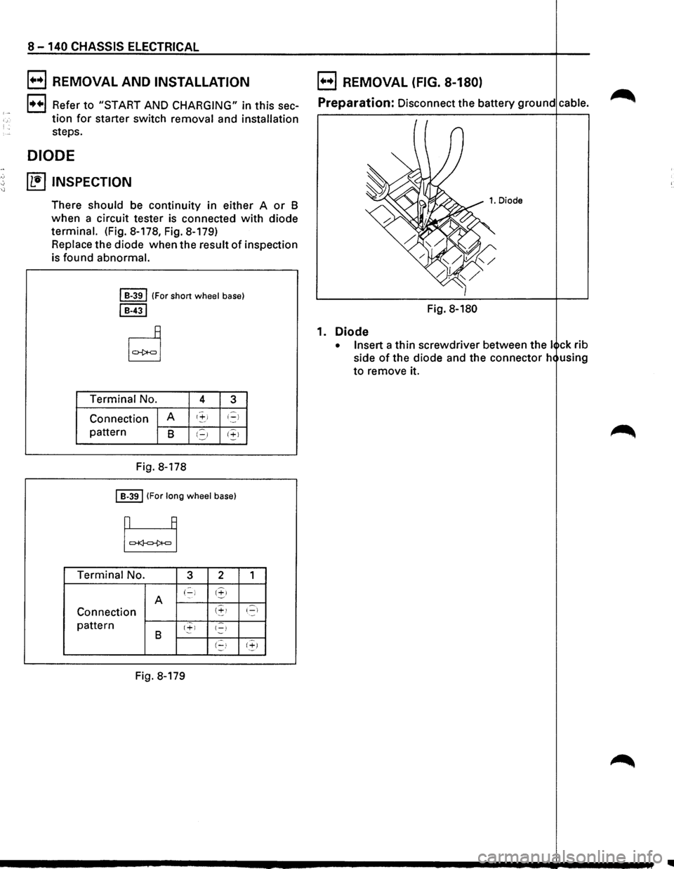 ISUZU TROOPER 1995 Owners Guide ._, • <I
8 -140 CHASSIS ELECTRICAL
E) REMOVAL AND INSTALLATION E) REMOVAL (FIG. 8-180)
l••l Refer to "START AND CHARGING" in this sec-Preparation: Disconnect the battery ground cable.
ti ISUZU TROOPER 1995 Owners Guide ._, • <I
8 -140 CHASSIS ELECTRICAL
E) REMOVAL AND INSTALLATION E) REMOVAL (FIG. 8-180)
l••l Refer to "START AND CHARGING" in this sec-Preparation: Disconnect the battery ground cable.
ti
