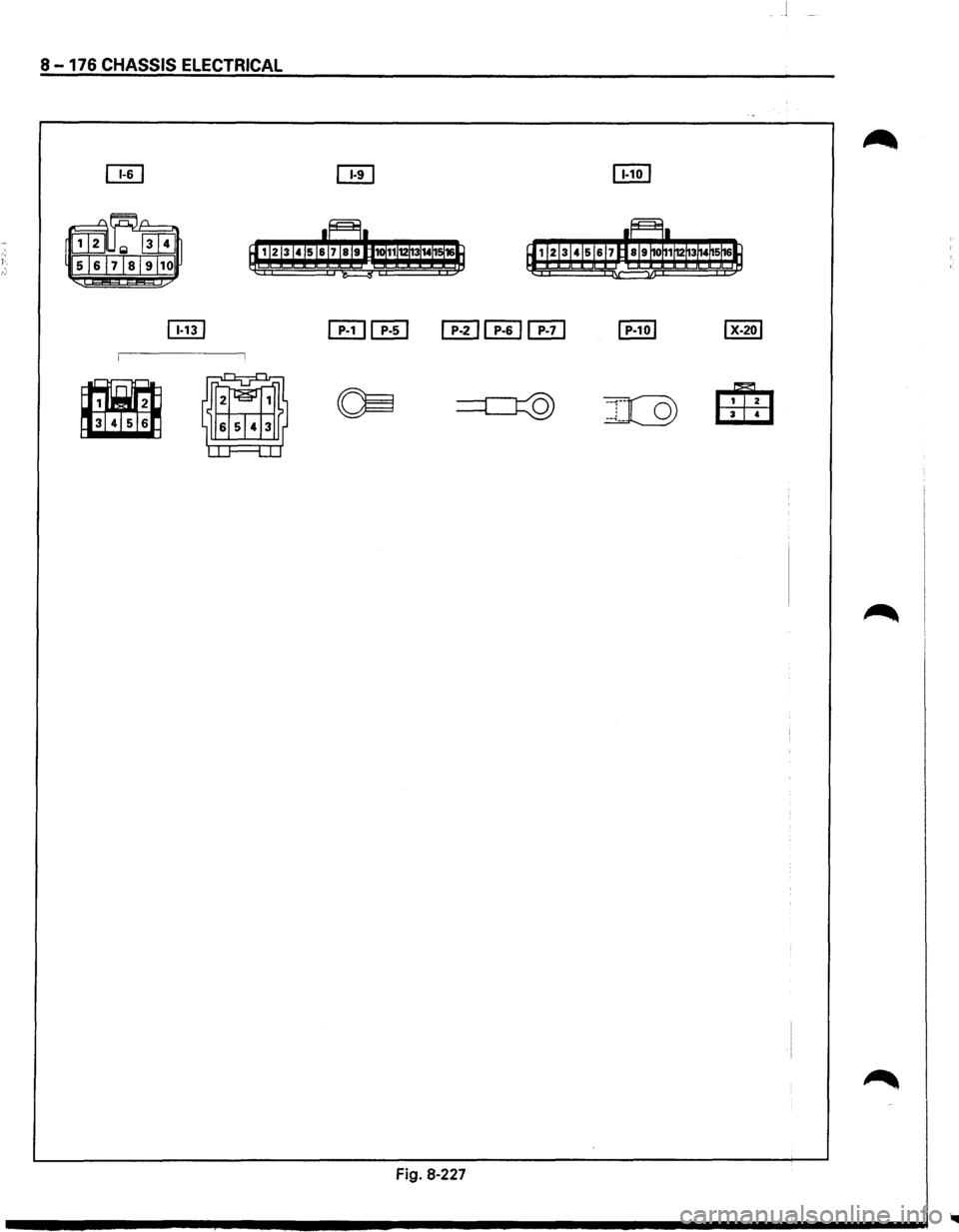 ISUZU TROOPER 1995  Workshop Manual j -
8-176 CHASSIS ELECTRICAL 
[till [EJ[}=IJ [ill [E) [IT] I P-10 I I X-201 
• II 
:::::o::Q) n=Q) lilil 4 -6 
Fig. 8·227  