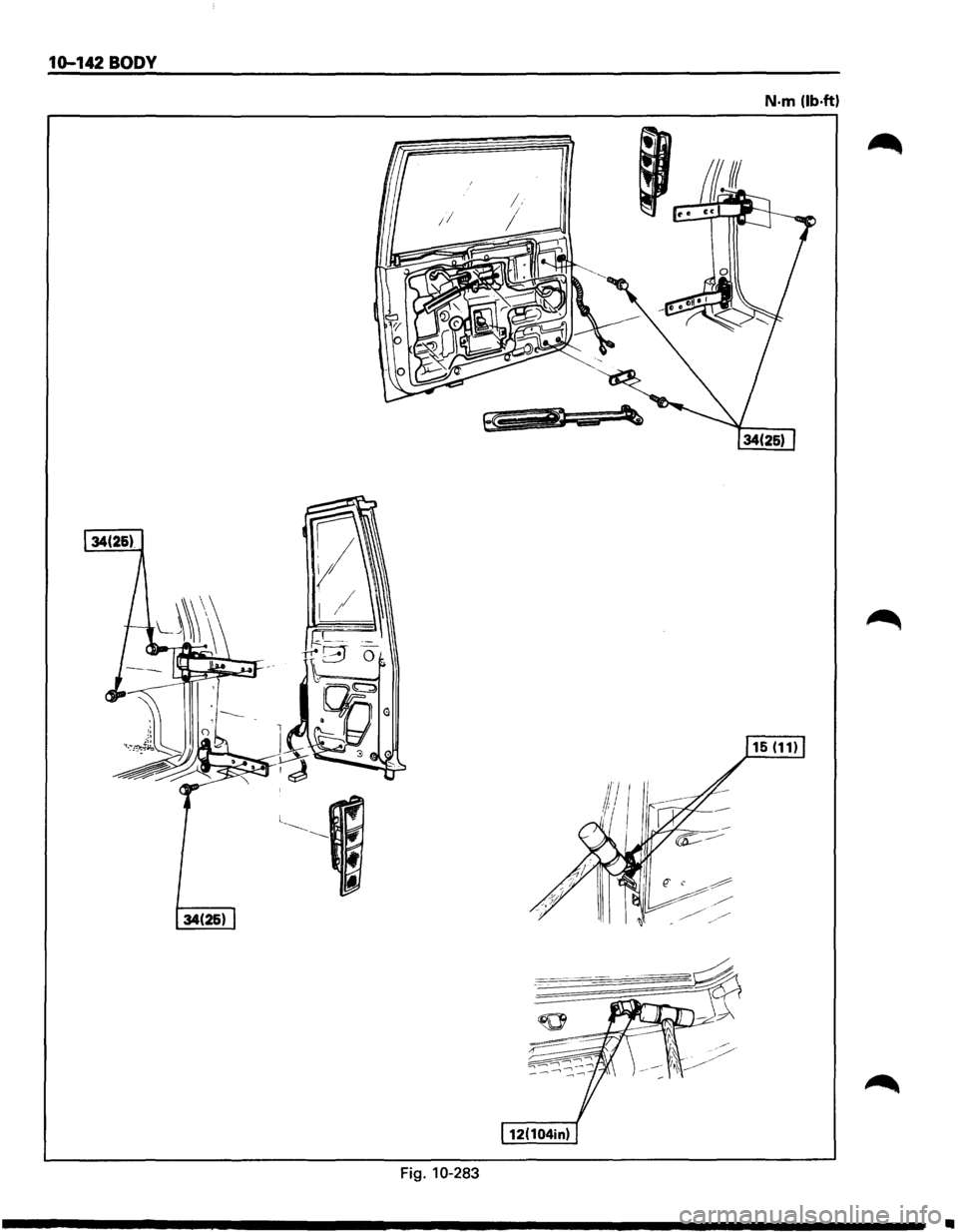 ISUZU TROOPER 1995  Workshop Manual 10-142 BODY 
N·m (lb.ft) 
Fig. 10-283 
•  