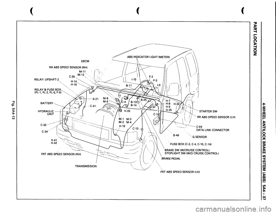 ISUZU TROOPER 1995 Owners Guide !! co U1 )> "" I .... w 
( 
EBCM 
RR 
ABS SPEED  SENSOR 
(RHl 
. 
RELAY: 
UPSHIFT-2 
""·,-....." 
M-11_ 
. ·r·--- 
.. 
C-39 
M-12"-~.· 
··.. 
> .. , ,· 
~' 
... 
, 
~~~~~ 
~.-·<r 
REL