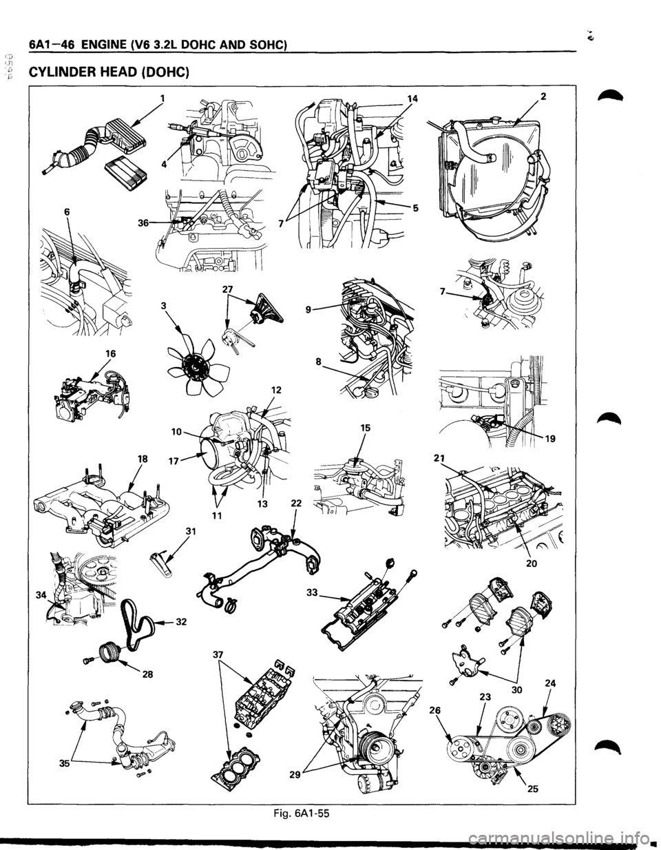 ISUZU TROOPER 1995 Workshop Manual ..
6A 1-46 ENGINE (V6 3.2L DOHC AND SOHC) ;;:..
CYLINDER HEAD (DOHC)
2
27 7
~
3 9
16
12
15
18 17 21
31
~
32
Fig. 6A1-55
.. ISUZU TROOPER 1995 Workshop Manual ..
6A 1-46 ENGINE (V6 3.2L DOHC AND SOHC) ;;:..
CYLINDER HEAD (DOHC)
2
27 7
~
3 9
16
12
15
18 17 21
31
~
32
Fig. 6A1-55
..
