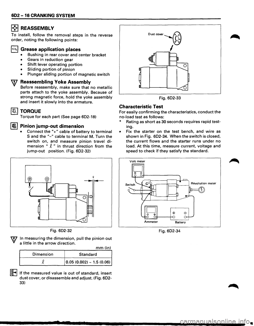 ISUZU TROOPER 1995 Workshop Manual 602 -16 CRANKING SYSTEM
l•!•l REASSEMBL V
To install, follow the removal steps in the reverse
order,
noting the following points:
l<:::~ol Grease application places
• Bushing in rear cov ISUZU TROOPER 1995 Workshop Manual 602 -16 CRANKING SYSTEM
l•!•l REASSEMBL V
To install, follow the removal steps in the reverse
order,
noting the following points:
l<:::~ol Grease application places
• Bushing in rear cov