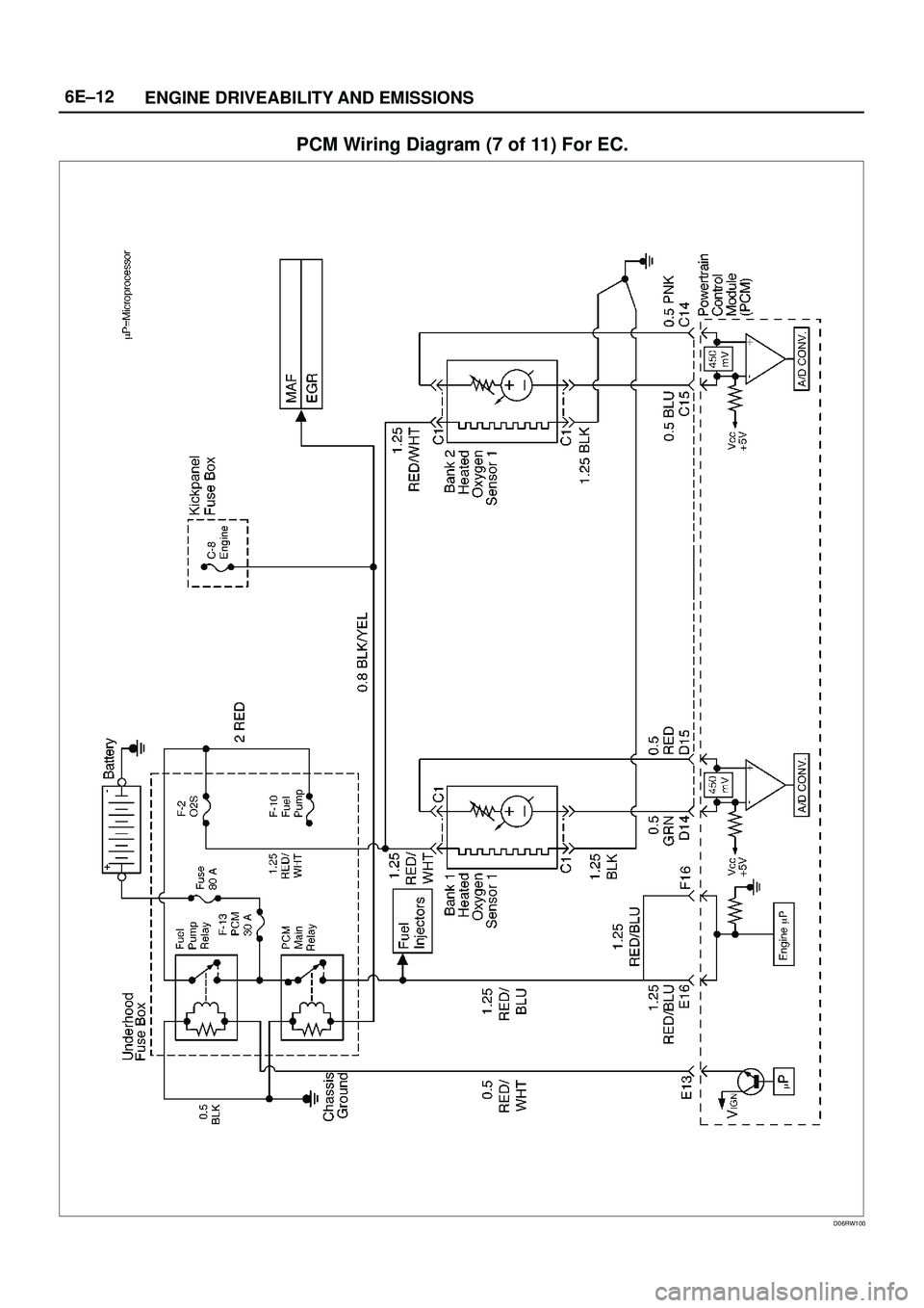 ISUZU TROOPER 1998  Service Repair Manual 6E±12
ENGINE DRIVEABILITY AND EMISSIONS
PCM Wiring Diagram (7 of 11) For EC.
D06RW100 