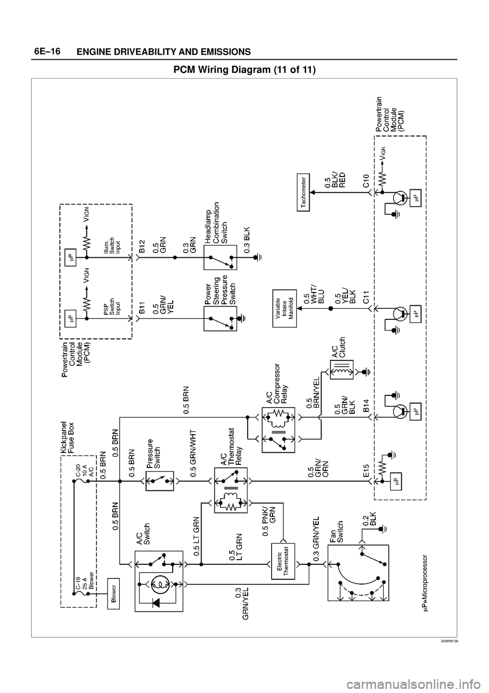 ISUZU TROOPER 1998  Service Repair Manual 6E±16
ENGINE DRIVEABILITY AND EMISSIONS
PCM Wiring Diagram (11 of 11)
D06RW136 