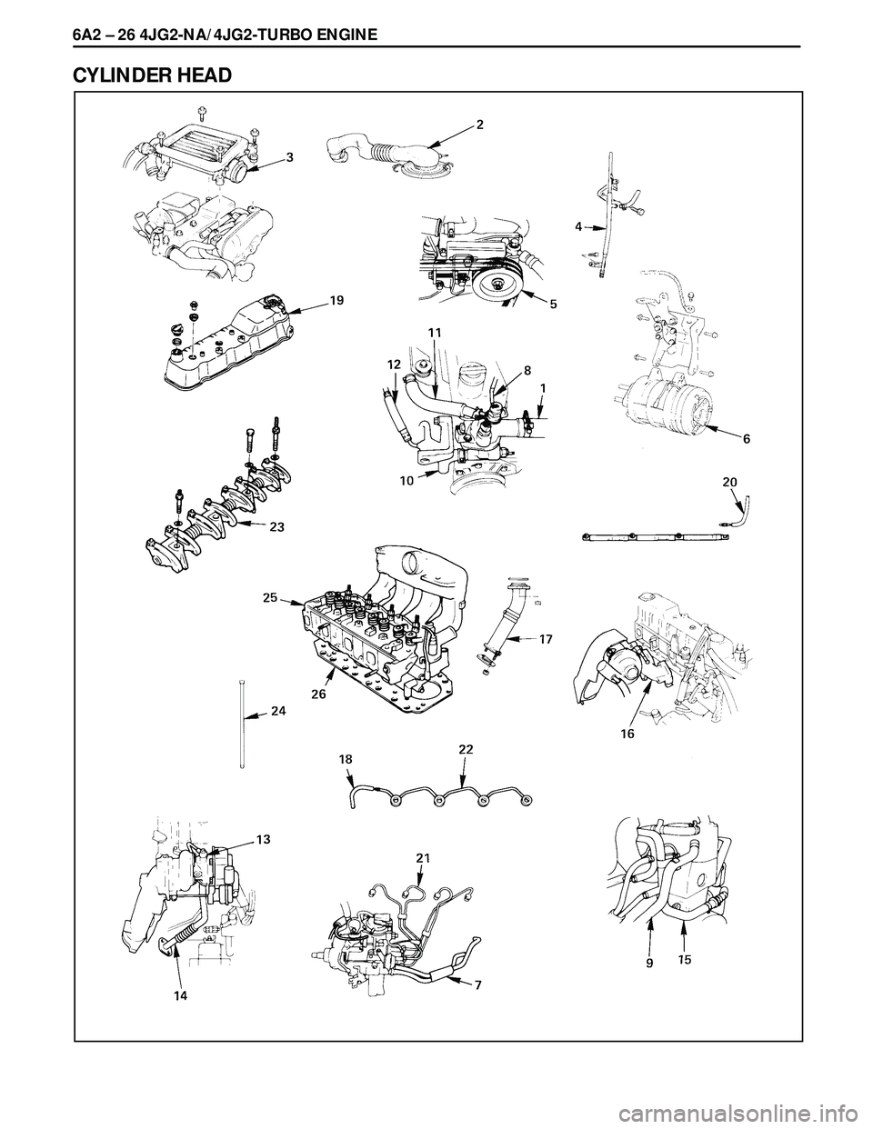 ISUZU TROOPER 1998  Service Repair Manual 6A2 Ð 26 4JG2-NA/4JG2-TURBO ENGINE
CYLINDER HEAD 