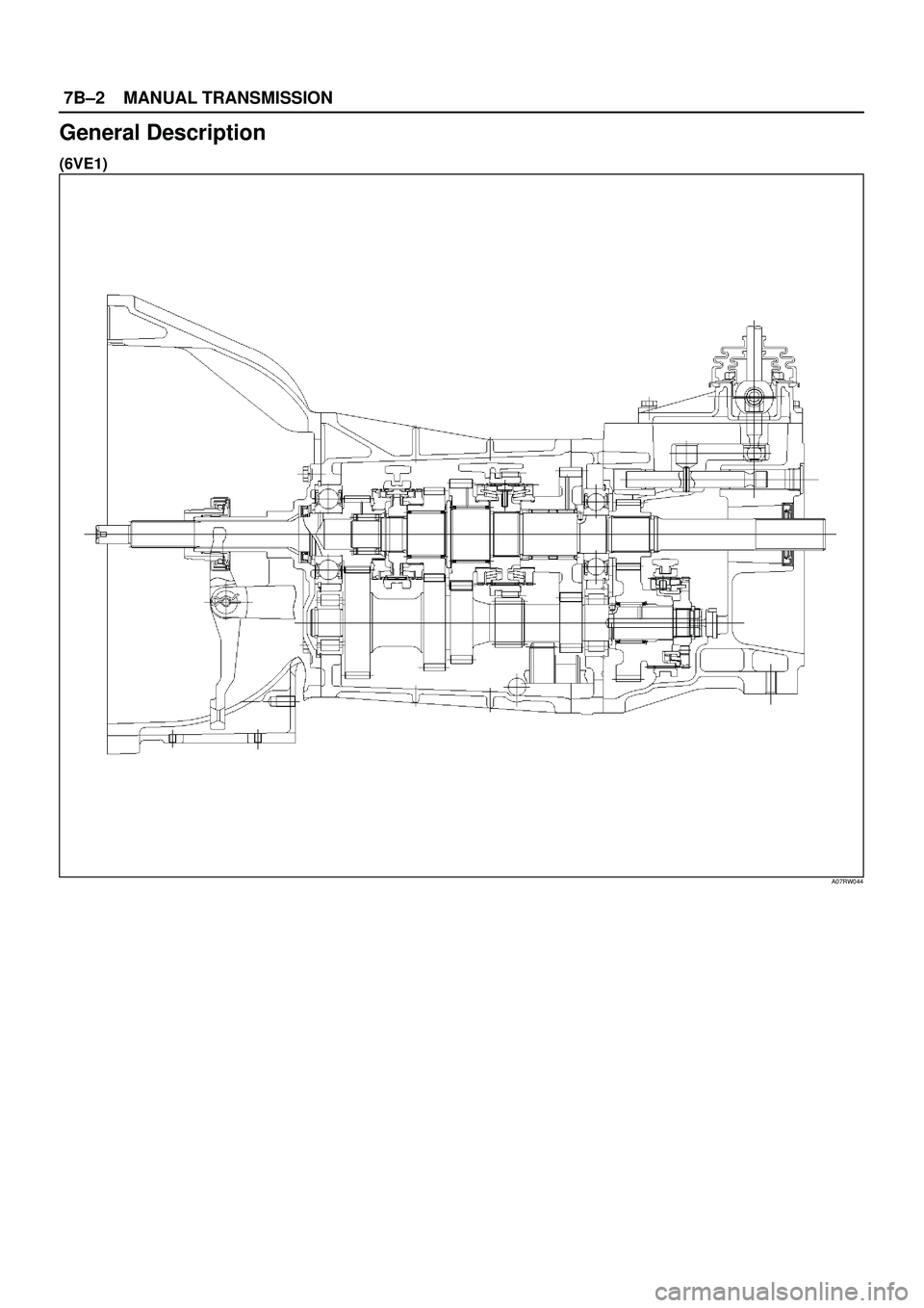 ISUZU TROOPER 1998  Service Repair Manual 7B±2MANUAL TRANSMISSION
General Description
(6VE1)
A07RW044 