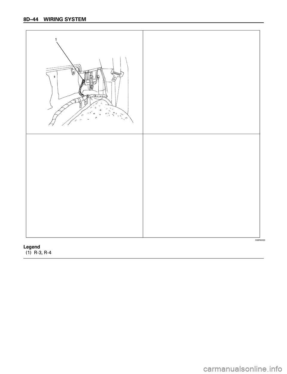 ISUZU TROOPER 1998  Service Repair Manual 8DÐ44 WIRING SYSTEM
1
D08RWA30
Legend
(1) R-3, R-4 