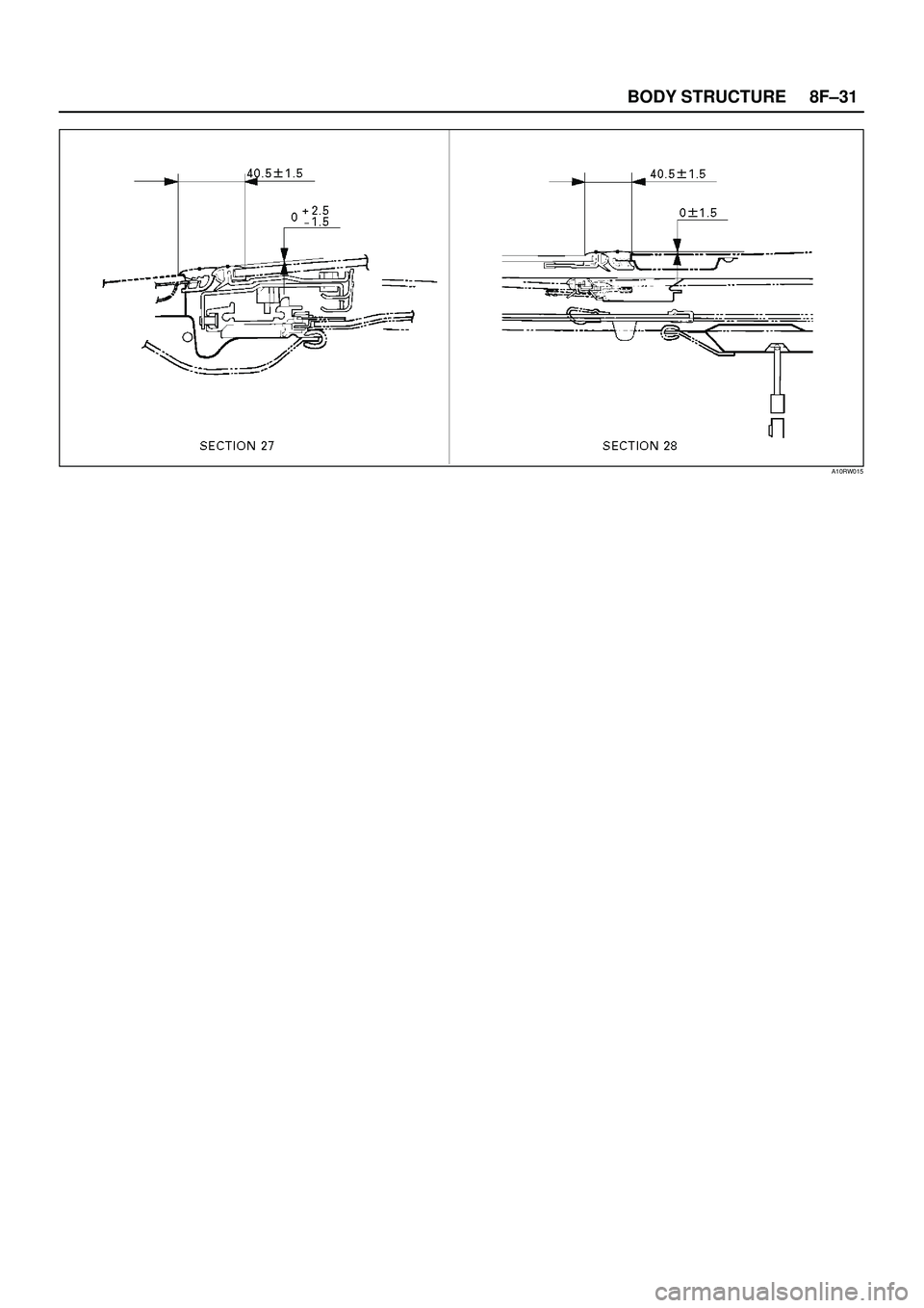 ISUZU TROOPER 1998  Service Repair Manual 8F±31 BODY STRUCTURE
A10RW015 