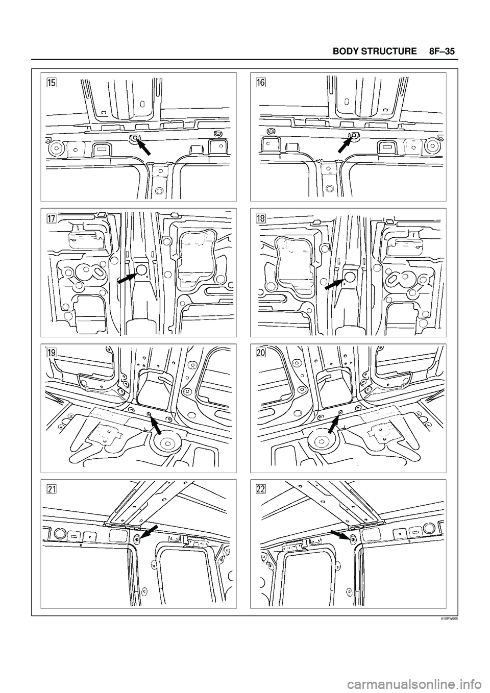 ISUZU TROOPER 1998  Service Repair Manual 8F±35 BODY STRUCTURE
A10RW005 