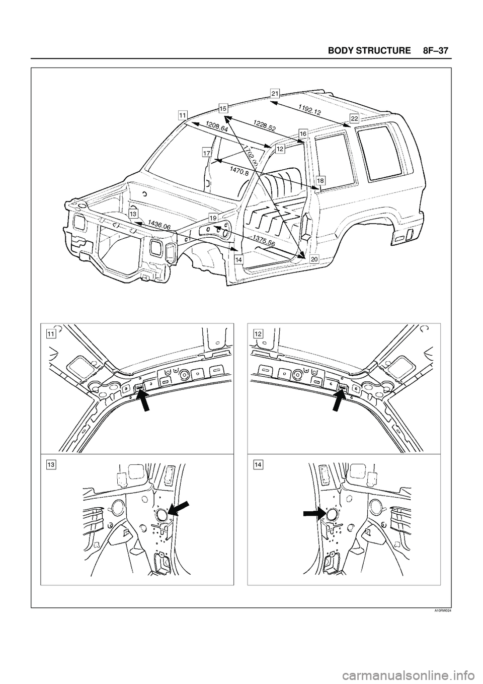 ISUZU TROOPER 1998 Service Repair Manual 8F±37 BODY STRUCTURE
A10RW024 ISUZU TROOPER 1998 Service Repair Manual 8F±37 BODY STRUCTURE
A10RW024