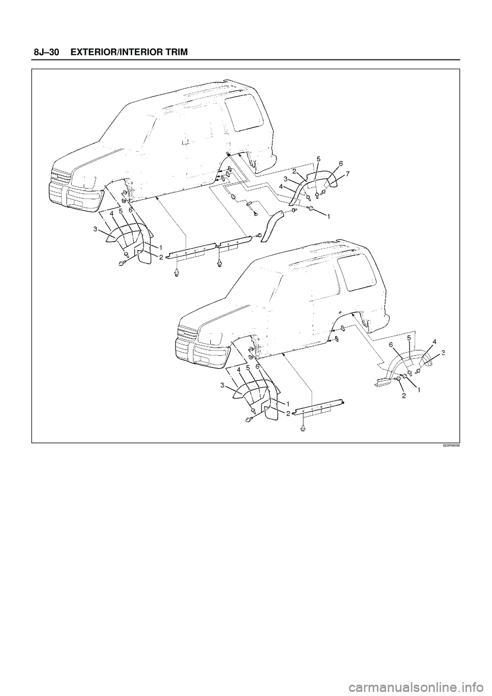 ISUZU TROOPER 1998  Service Repair Manual 8J±30EXTERIOR/INTERIOR TRIM
620RW006 