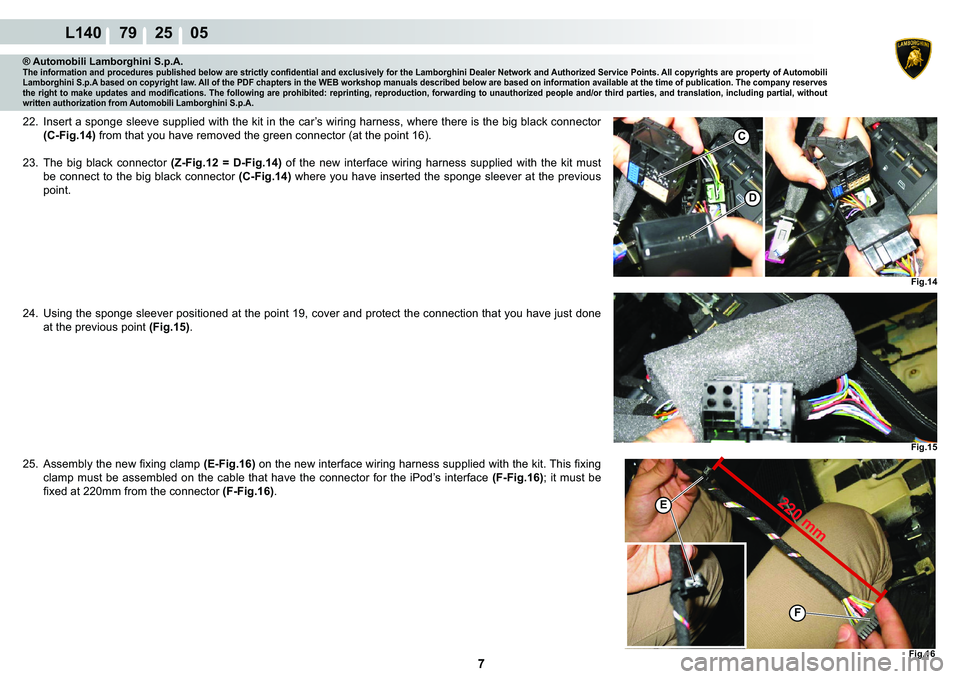 LAMBORGHINI GALLARDO 2009  Workshop Manual  7 
L140    79    25    05
�)�L�J���
�
�)�L�J���
�)�L�J���
C
�)
�(220 mm
® Automobili Lamborghini S.p.A.�7�K�H��L�Q�I�R�U�P�D�W�L�R�Q��D�Q�G��S�U�R�F�H�G�X�U�H�V��S�X�E�O�L�V�K�H�G��E�