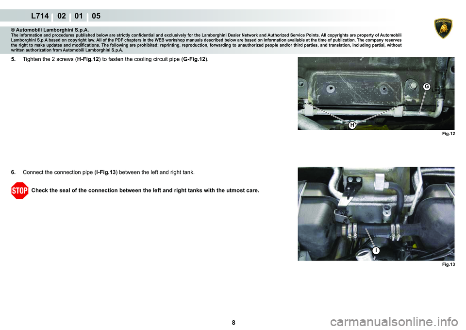 LAMBORGHINI GALLARDO 2009  Workshop Manual ���
L714    02    01    05
�)�L�J����
H
G
I�)�L�J���
® Automobili Lamborghini S.p.A.�7�K�H��L�Q�I�R�U�P�D�W�L�R�Q��D�Q�G��S�U�R�F�H�G�X�U�H�V��S�X�E�O�L�V�K�H�G��E�H�O�R�Z��D�U�H��V�