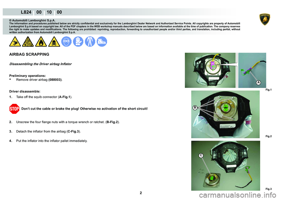 LAMBORGHINI MURCIÉLAGO 2009  Service Repair Manual 2
L824    00 10    00
�)�L�J��
�)�L�J�� �)�L�J��
A
C
�%
® Automobili Lamborghini S.p.A.
�7�K�H��L�Q�I�R�U�P�D�W�L�R�Q��D�Q�G��S�U�R�F�H�G�X�U�H�V��S�X�E�O�L�V�K�H�G��E�H�O�R�Z��D�U�H��V�