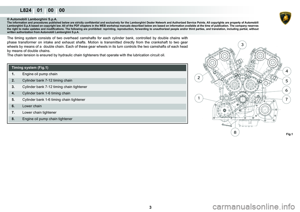 LAMBORGHINI MURCIÉLAGO 2009  Service Repair Manual  3 
L824    01    00    00
�)�L�J��
® Automobili Lamborghini S.p.A.�7�K�H��L�Q�I�R�U�P�D�W�L�R�Q��D�Q�G��S�U�R�F�H�G�X�U�H�V��S�X�E�O�L�V�K�H�G��E�H�O�R�Z��D�U�H��V�W�U�L�F�W�O�\��F�R�Q�¿�
